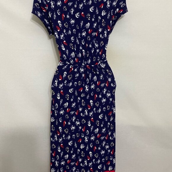 E-178 Laura Ashley Red White &‎ Blue Short Sleeve MIDI Dress Size 6 - Picture 4 of 14